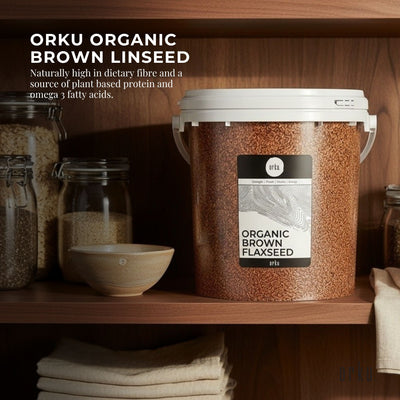 Orku 800g Organic Brown Linseed Flaxseed Whole Grain Non GMO - Tub