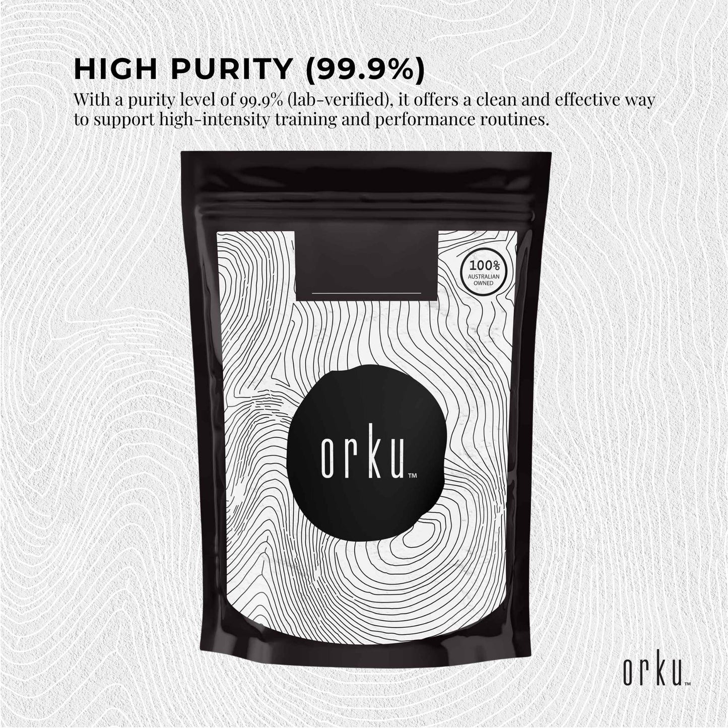 Orku Creatine Monohydrate Powder 200 Mesh Micronised 99.9% Pure