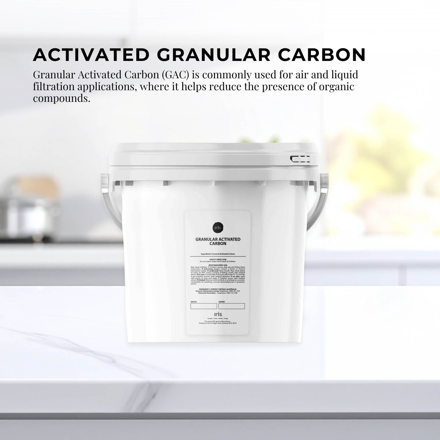 Orku Granular Activated Carbon Tubs GAC Coconut Shell Charcoal Filtration Media