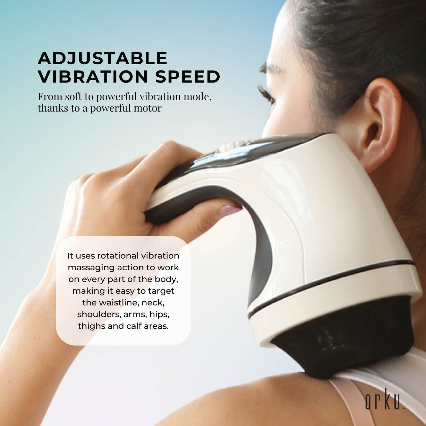 Orku Handheld Body Massager 4 Heads - Adjustable Speed for Neck Back Legs