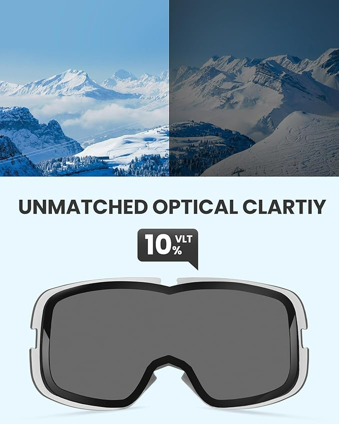 OutdoorMaster Owl Ski Goggles OTG, Snow Snowboard Goggles for Men Women Youth, Anti-Fog, 100% UV Protection-OM-72