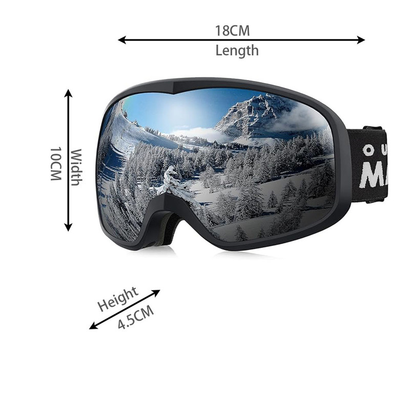 OutdoorMaster Owl Ski Goggles OTG, Snow Snowboard Goggles for Men Women Youth, Anti-Fog, 100% UV Protection-OM-72