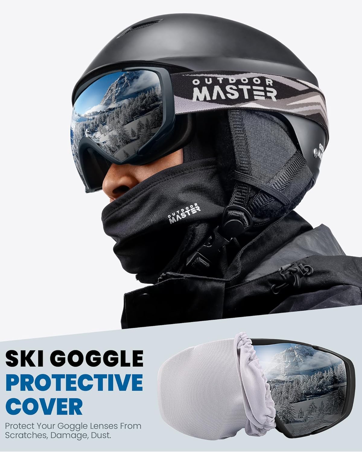 OutdoorMaster Ski Goggles with Cover Snowboard Snow Goggles OTG Anti-Fog -100% UV Protection-OM-18