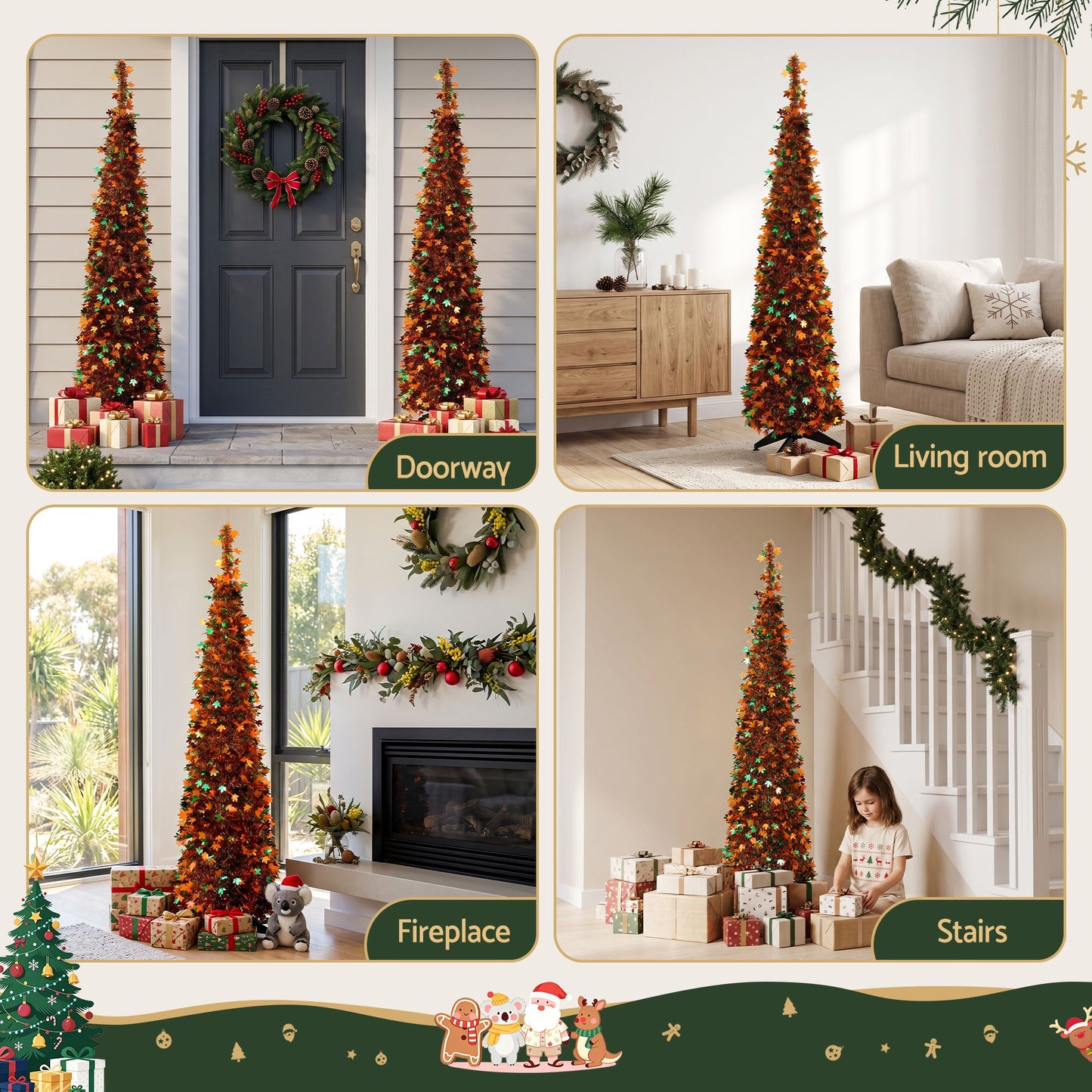 Jingle Jollys 160cm Pop Up Christmas Tree Artificial Christmas Tree Golden Maple Leaf