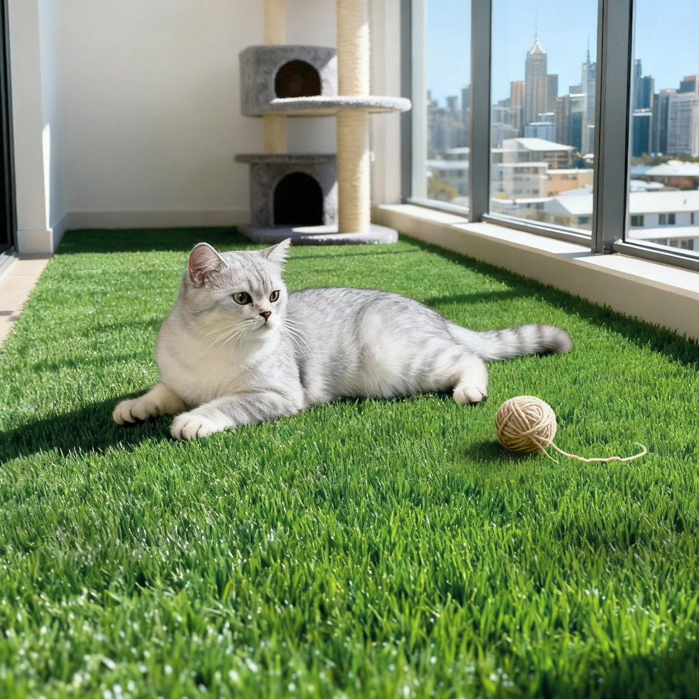 Prime Turf Artificial Grass Turf Rug Fake Grass 2 Rolls 15mm Height 50cm x 2m Indoor Outdoor Synthetic Grass Mat Carpet with Drainage Holes Plastic Plant