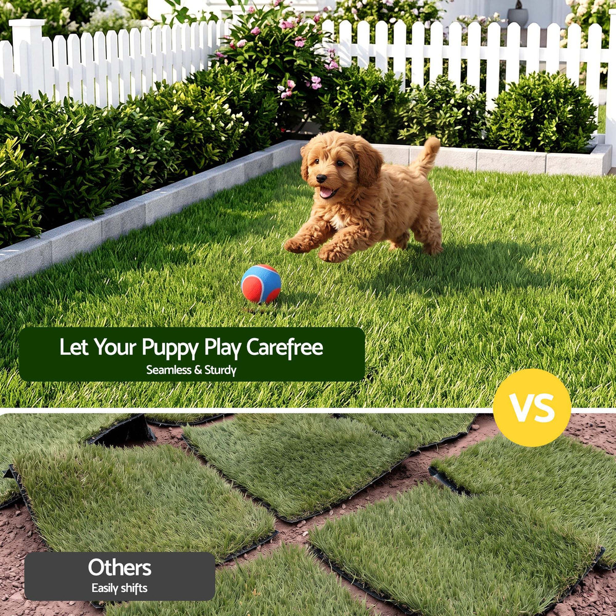 Prime Turf Artificial Grass Turf Tiles Interlocking Fake Grass Mat for Balcony Pet 12 Pack