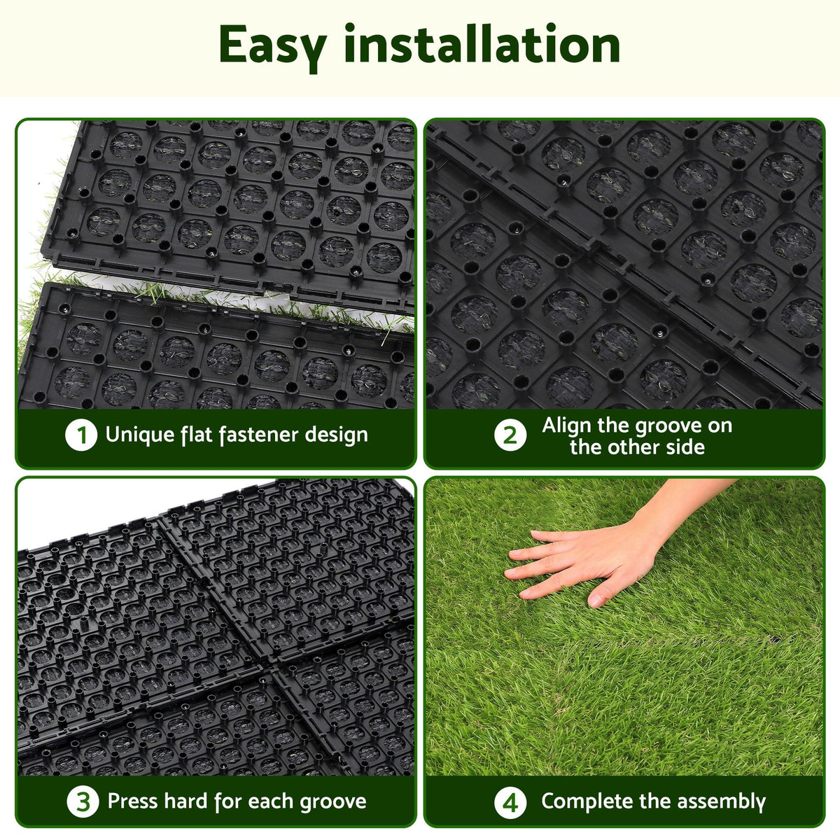 Prime Turf Artificial Grass Turf Tiles Interlocking Fake Grass Mat for Balcony Pet 9 Pack