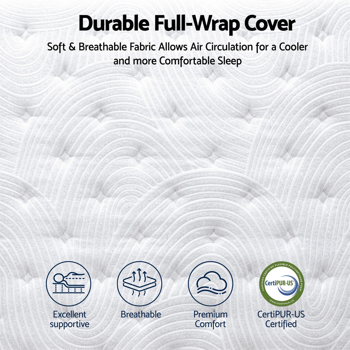 RoomSense Queen 34cm Medium Soft Gel Mattress Bundle with 2 Cooling Pillows