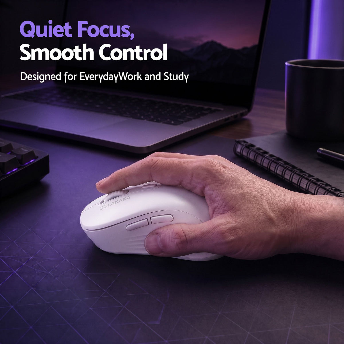 SOLAKAKA Silent Wireless Mouse Bluetooth 2.4GHz 4200 DPI 7 Buttons