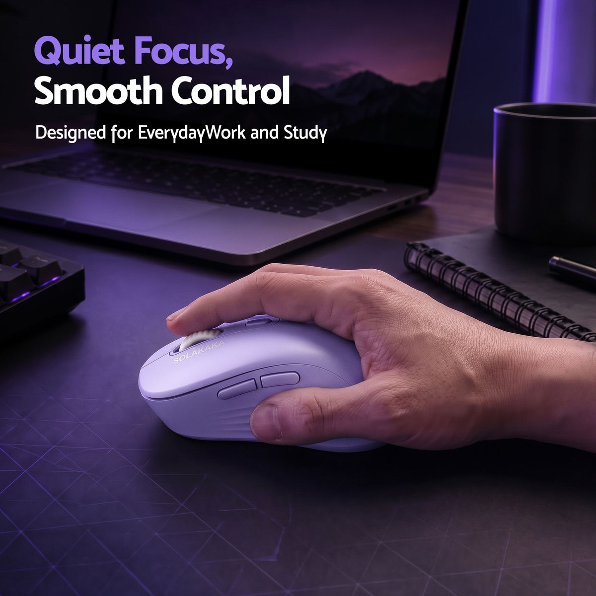 SOLAKAKA Silent Wireless Mouse Bluetooth 2.4GHz 4200 DPI 7 Buttons
