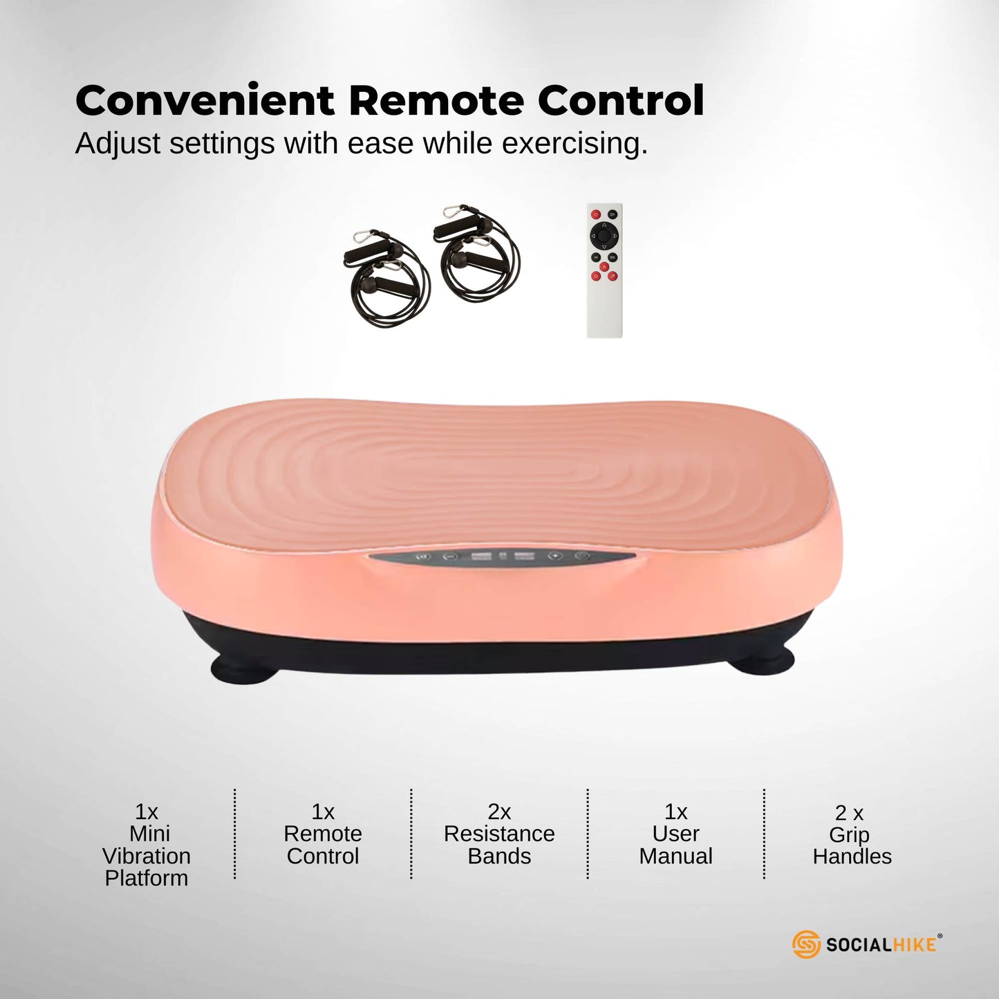 Social Hike 55cm Vibration Plate Machine Full Body Exercise Platform 200W Pink