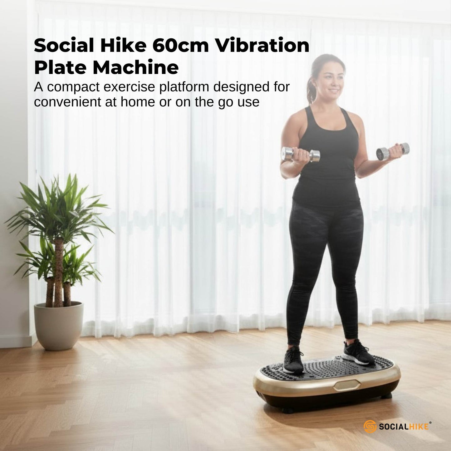 Social Hike 60cm Vibration Plate Machine Full Body Exercise Platform Gold