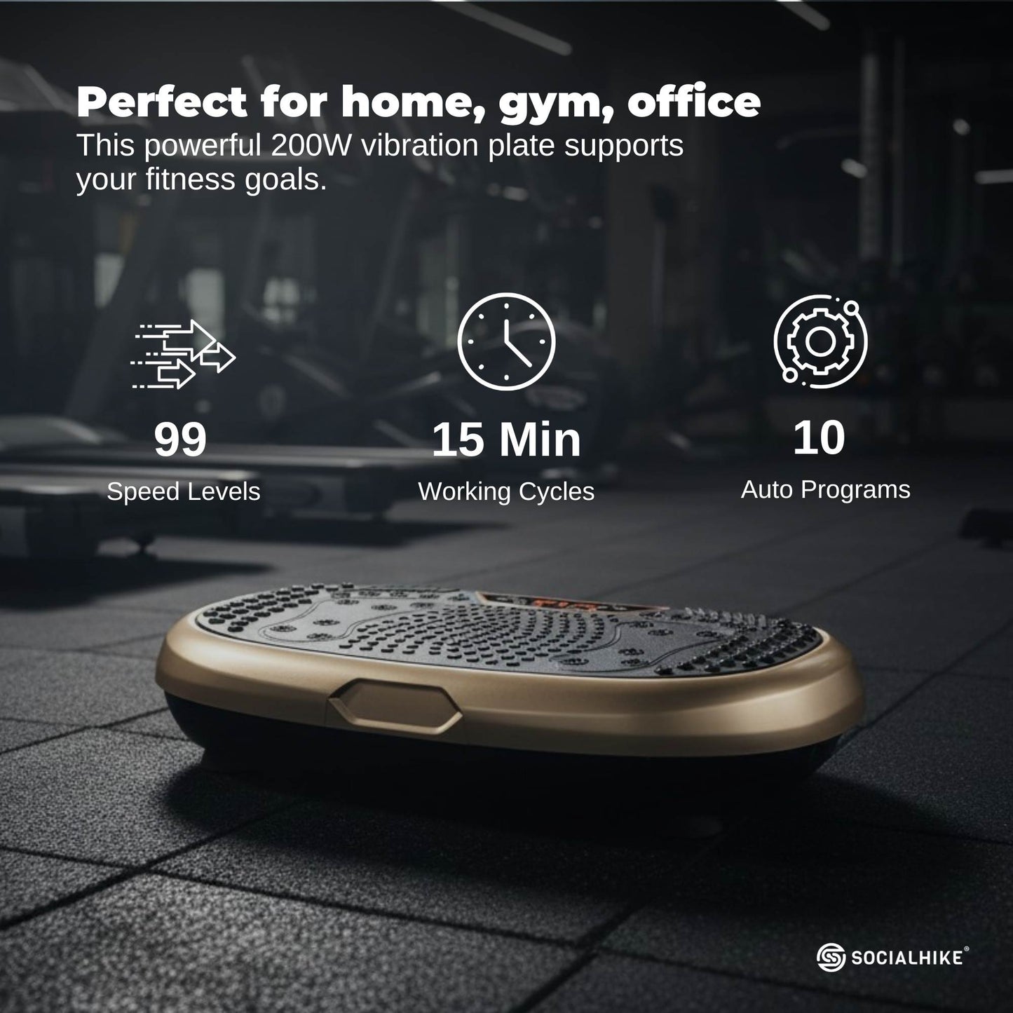 Social Hike 60cm Vibration Plate Machine Full Body Exercise Platform Gold