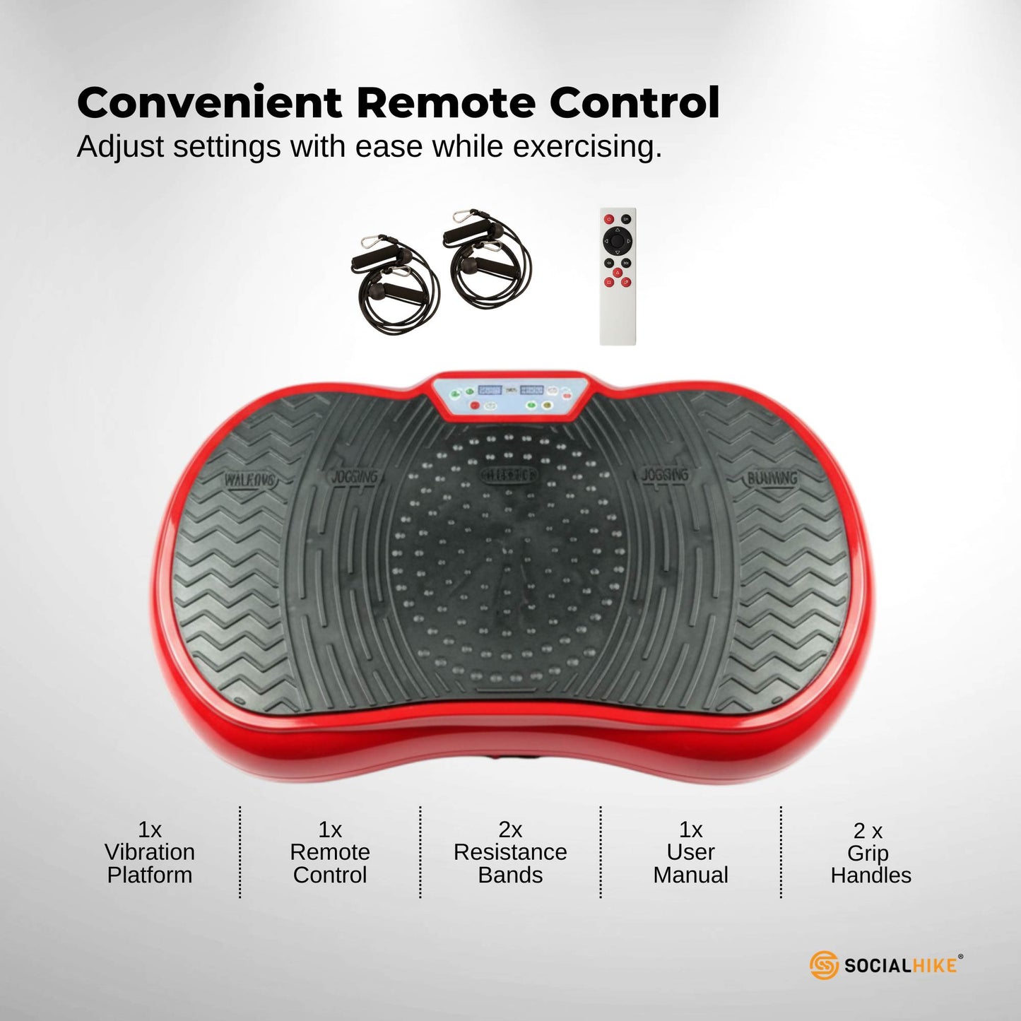 Social Hike 68cm Vibration Plate Machine Full Body Workout Platform Red
