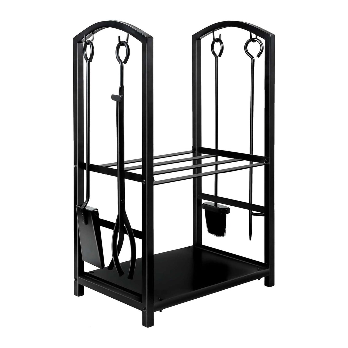 Social Hike Firewood Rack Stand and Fireplace Tool Set - Wood Log Holder