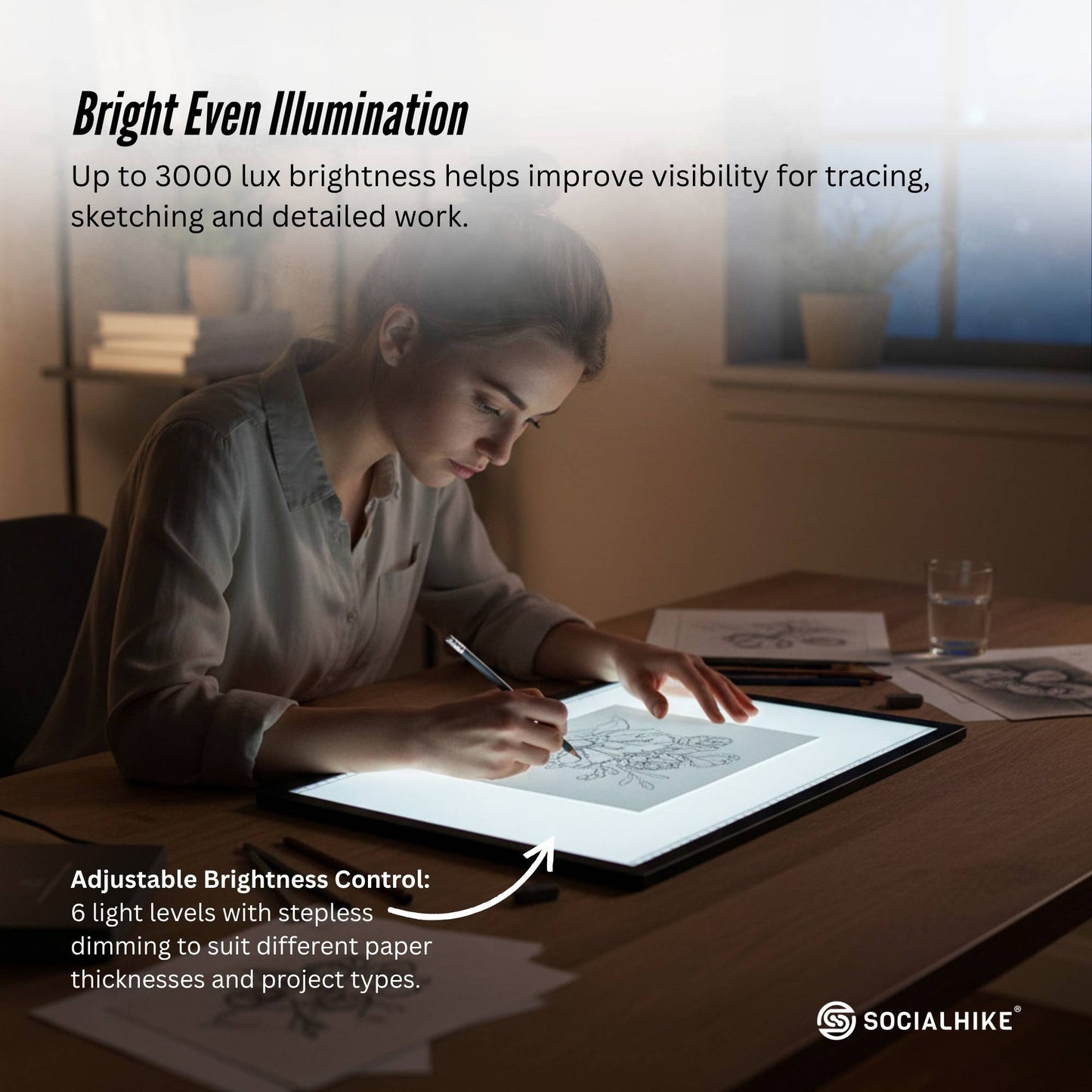 Social Hike LED Light Pad Tracing Board Rechargeable USB-C 3000mAh Light Box