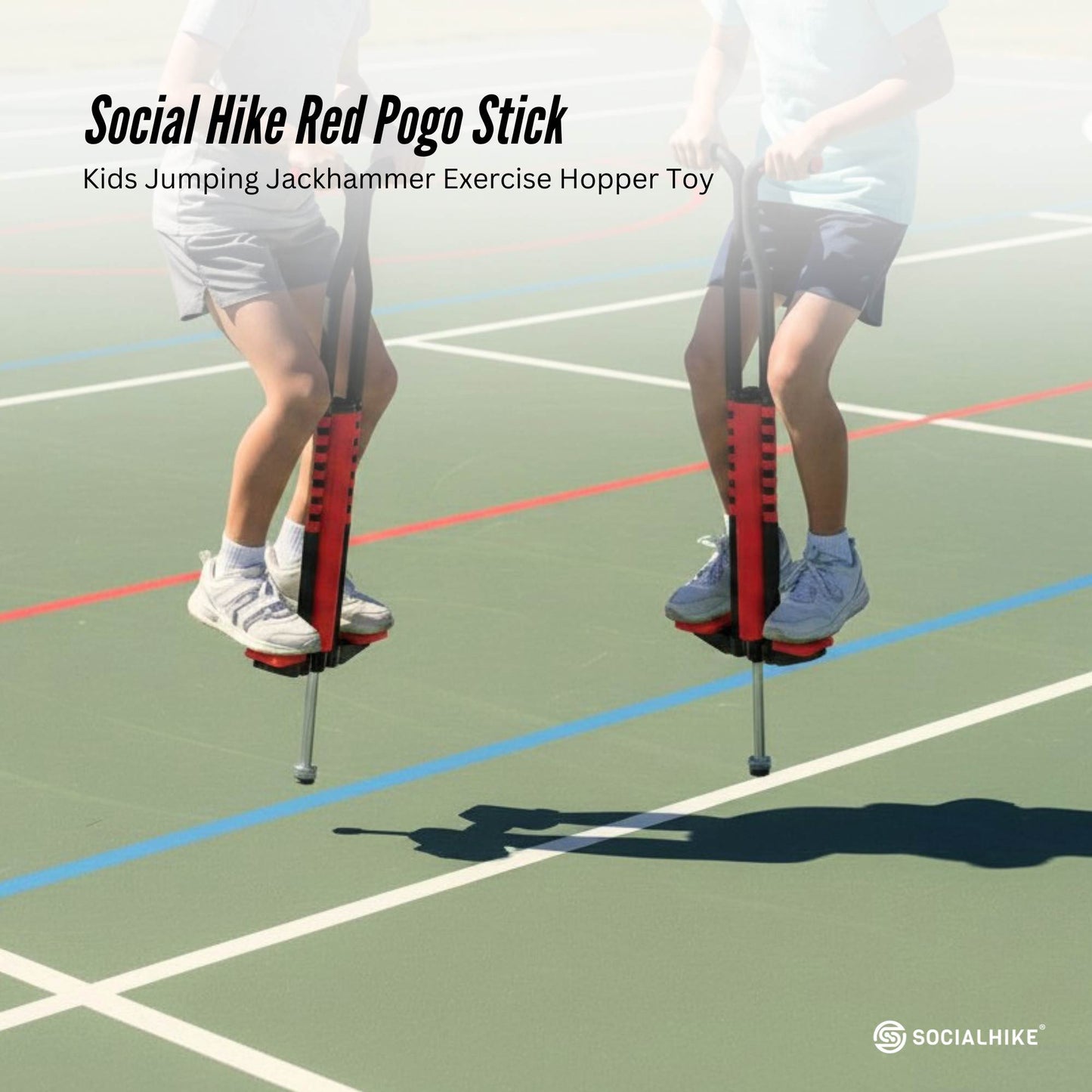 Social Hike Red Pogo Stick - Kids Jumping Jackhammer Exercise Hopper Toy