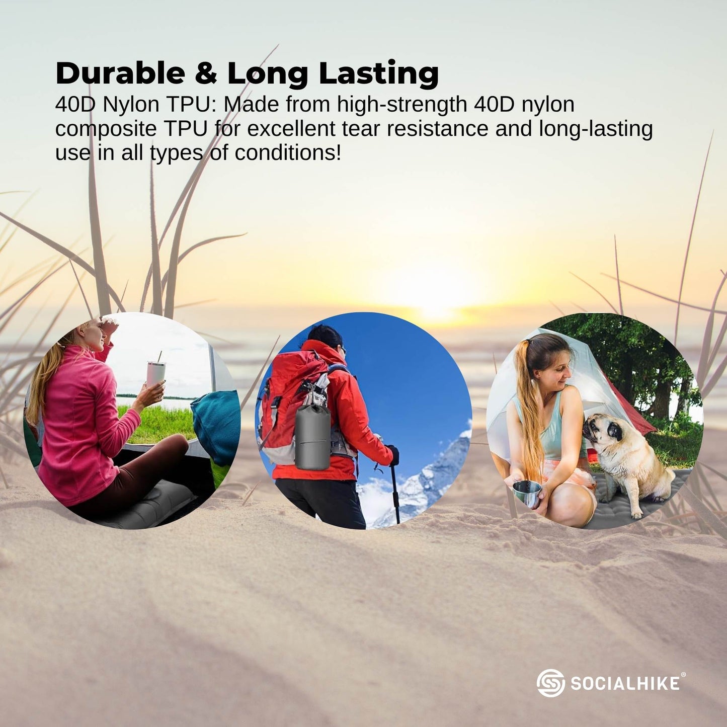 Social Hike Step-Inflating Camping Mattress Lightweight Waterproof Sleeping Grey