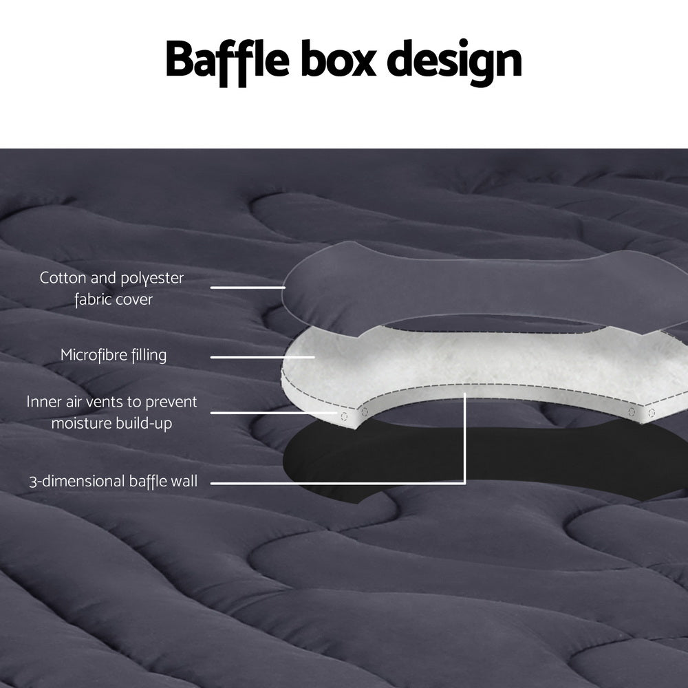 Giselle Bedding 3-Zone Pillowtop Mattress Topper 1000GSM for Back Pain Relief Washable with 45cm Deep Pocket Double