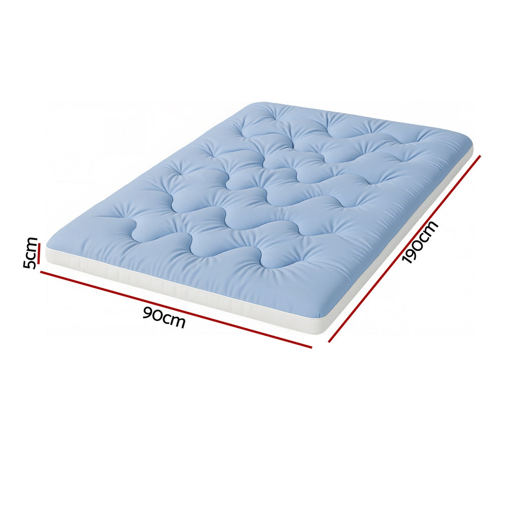 Giselle Bedding Pillowtop Mattress Topper 5cm Reversible Cooling & Soft Coral Fleece Pad for Back Pain Relief, Washable Skin-friendly Bed Protector with 45cm Deep Pocket Single