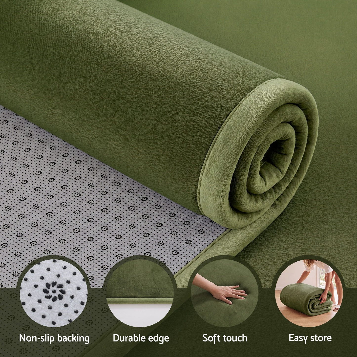 Artiss Tatami Mat Floor Mattress 3cm Thick Futon Mattresses Mellow Mat Rugs Living Room Green