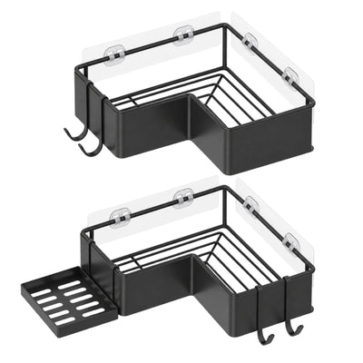 Tatibah Corner Shower Caddy 3 Piece 24cm Adhesive Shelves No Drill Black