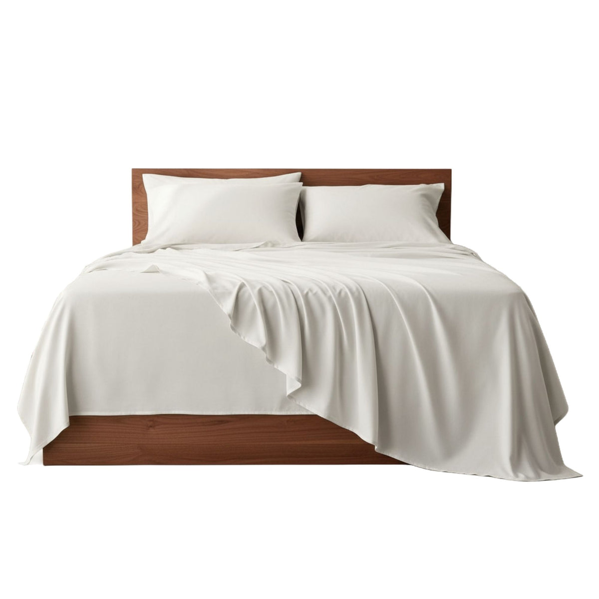 Tatibah King Bamboo Viscose Bed Sheet Set Deep Fit 400 Thread Count - White