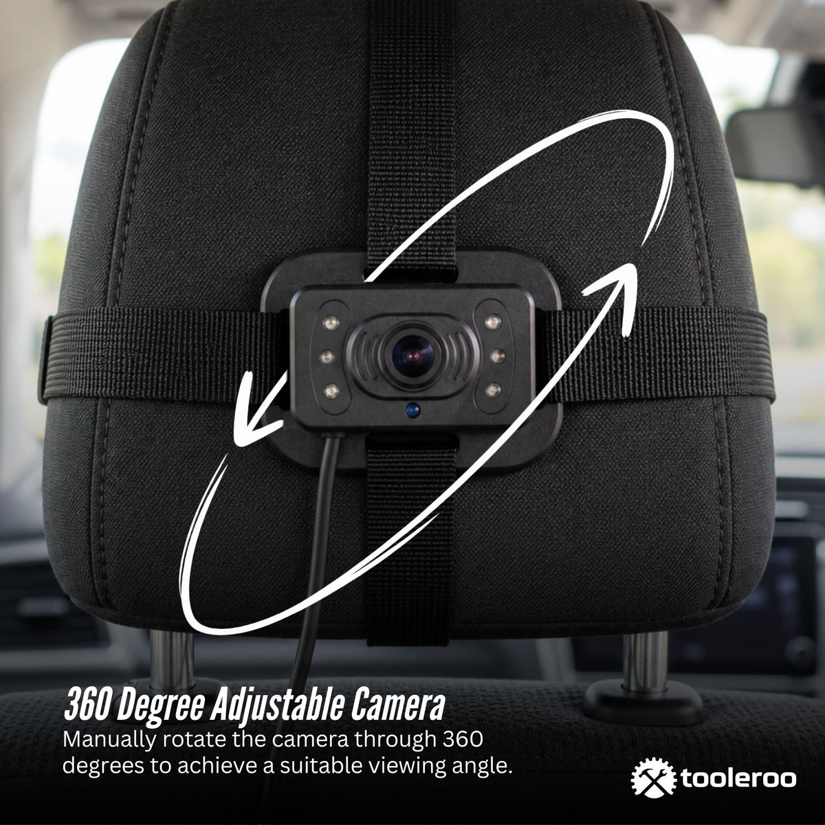 Tooleroo Baby Car Camera Monitor 7" 360 Degree 720P Rear Video Night Vision