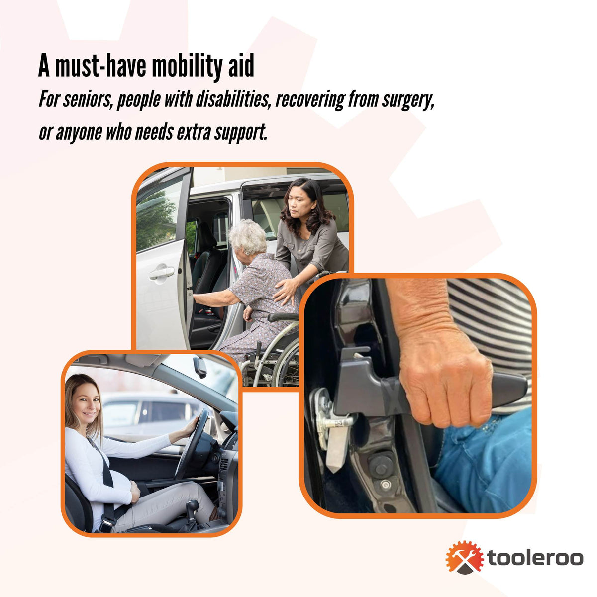Tooleroo Car Cane Handle 3-in-1 Handy Grip - Lightweight Mobility Tool