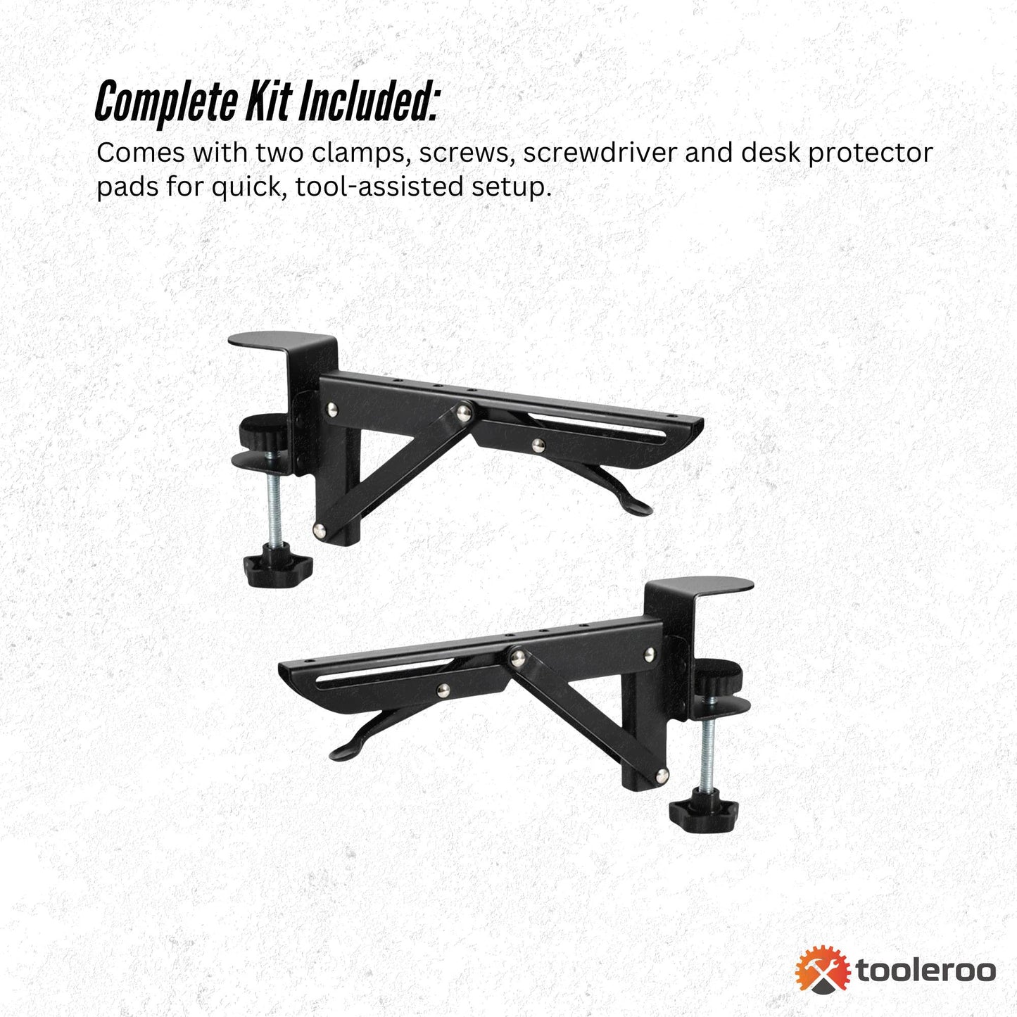 Tooleroo Folding Tray Desk Extender - Clamp-On Table Extension Shelf White