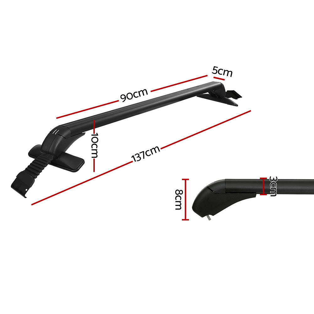 Universal Car Roof Racks Pod Aluminium Cross Bars Clamps Lockable 90cm Black
