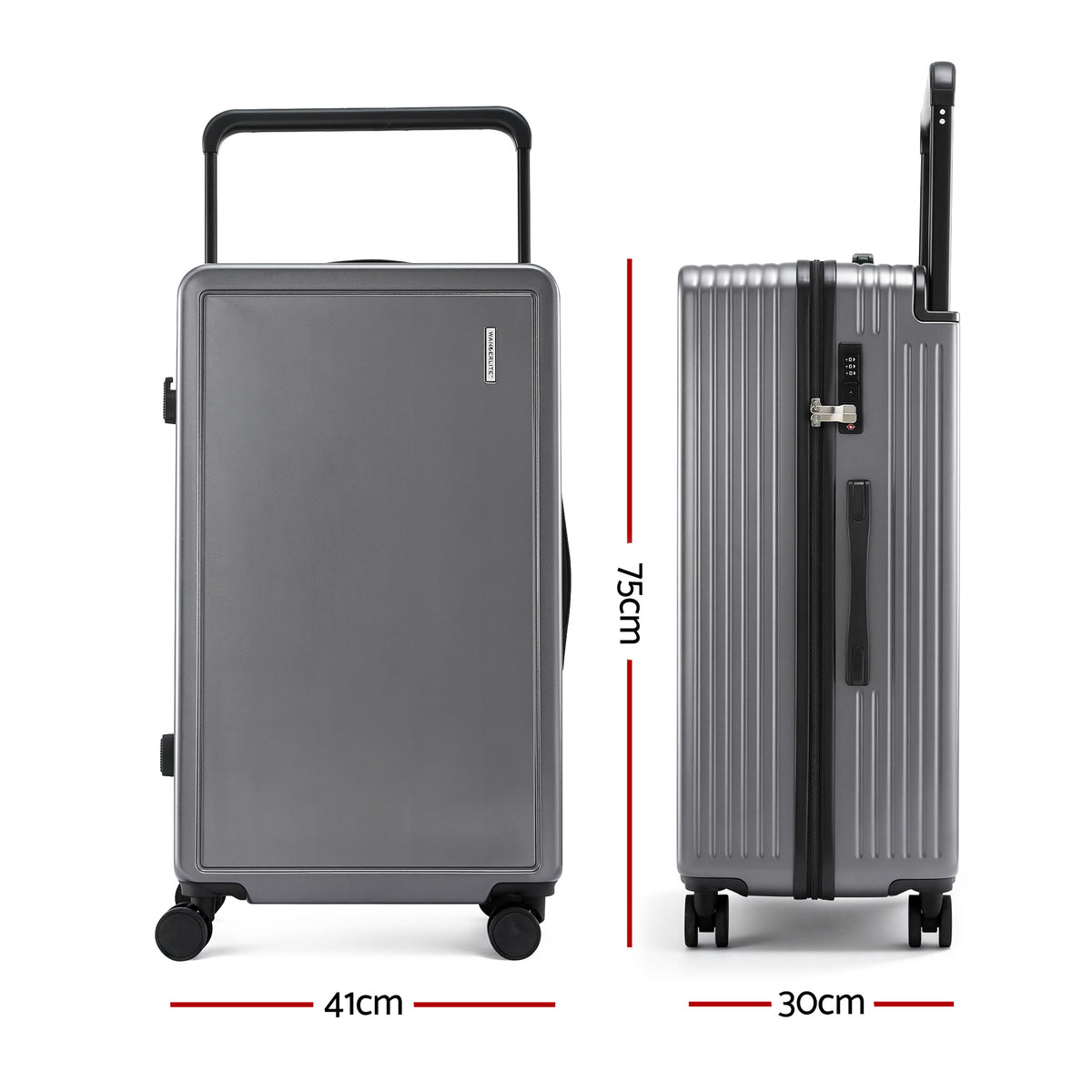 Wanderlite 28" Wide Handle Luggage Suitcase Travel TSA Lock Anthracite Grey