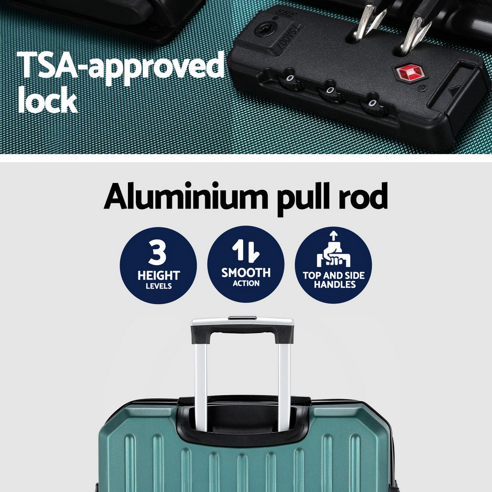 Wanderlite 28-inch Luggage Set with TSA Lock�ABS Hard Shell Travel Suitcase Organiser Luggage Case Atrovirens