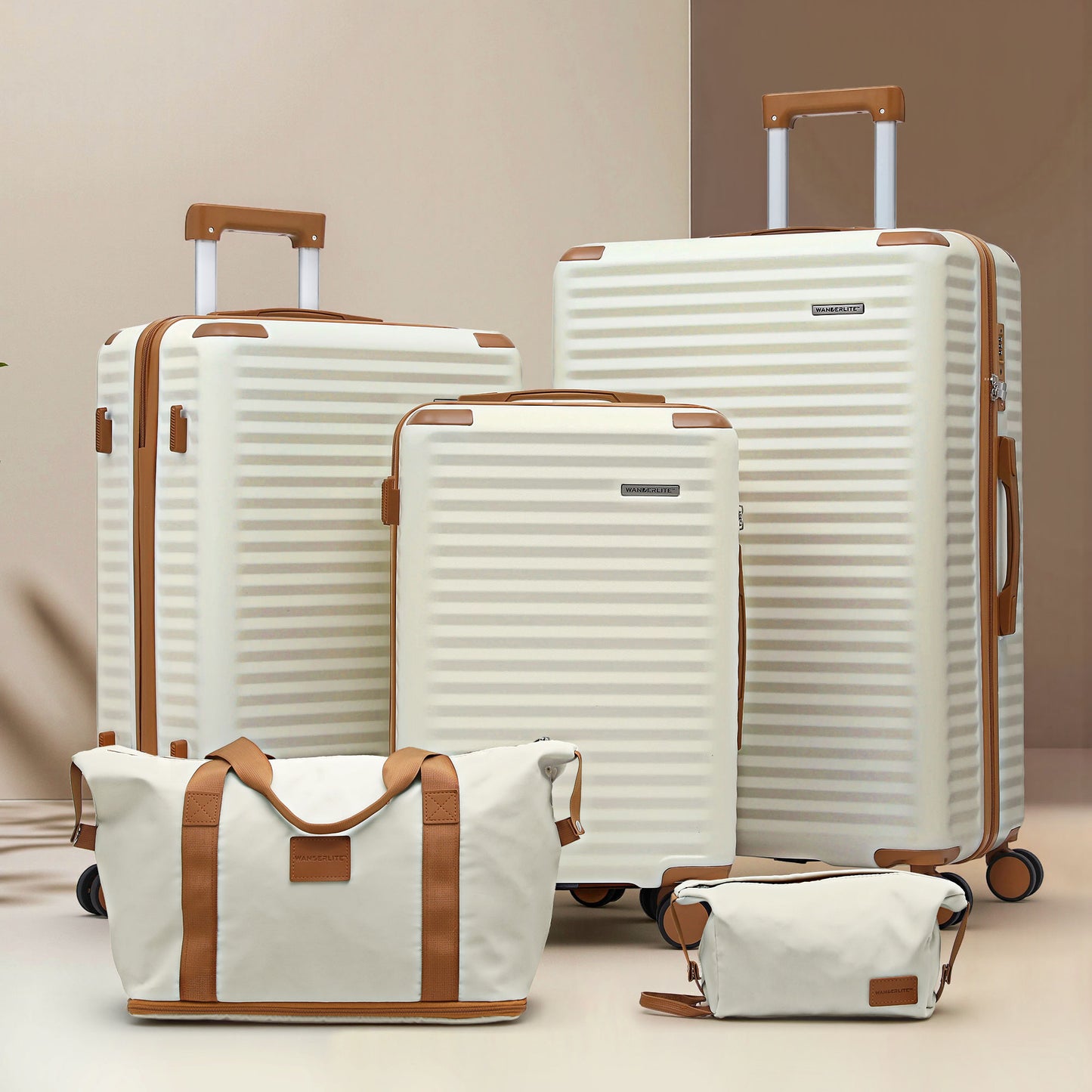 Wanderlite 5pcs Luggage Suitcase Set Trolley Travel TSA Lightweight Hard Case