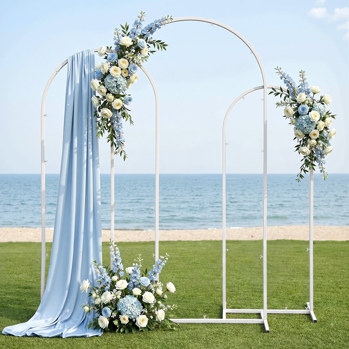 Wedding Arch Backdrop Stand Set of 3 Metal Wedding Arched Frame White, Easy to Assemble, Stable Balloon Arch Standfor Wedding, Baby Shower, Party Decoration