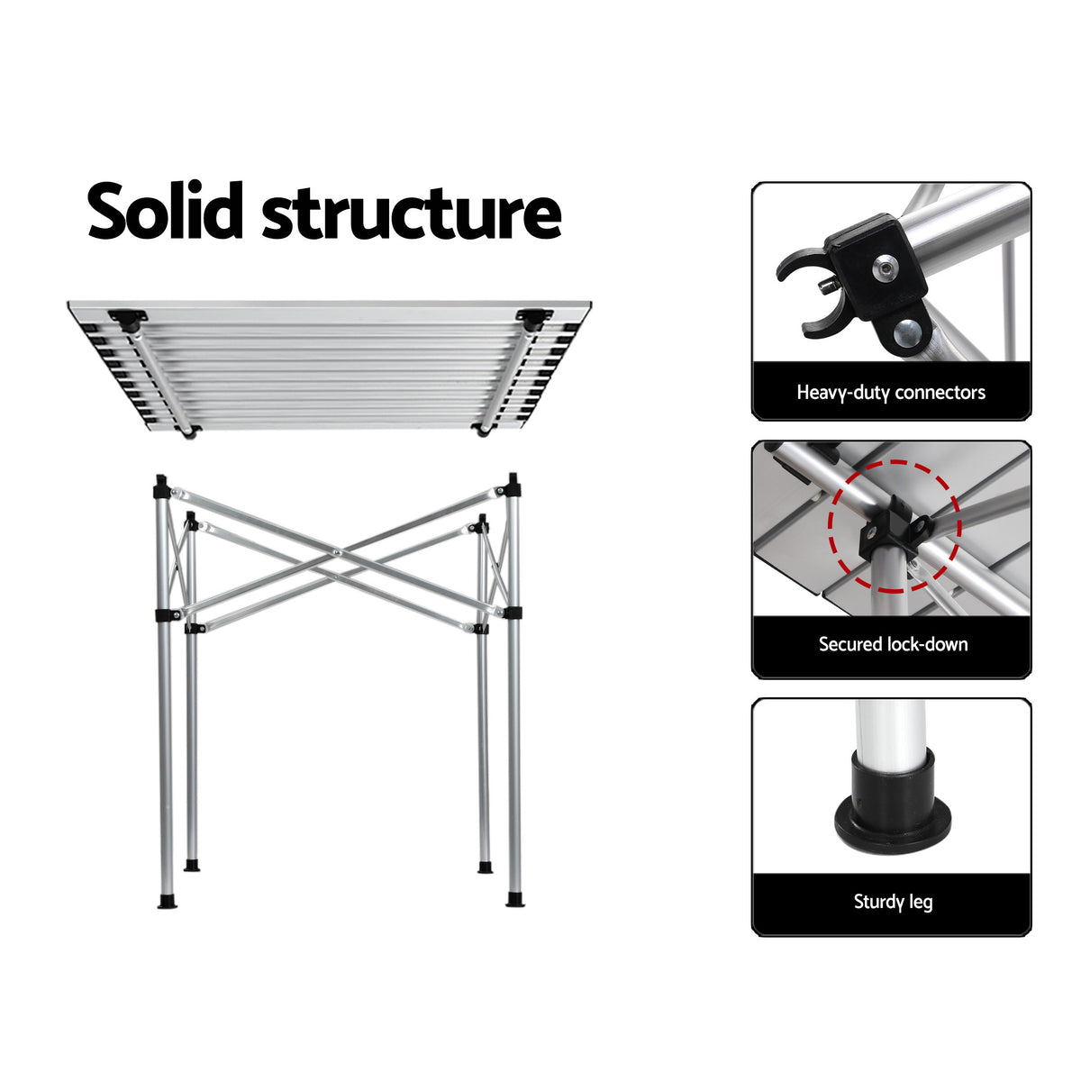 Weisshorn 3pc Camping Table Chair Set Outdoor Folding Aluminium Portable Picnic