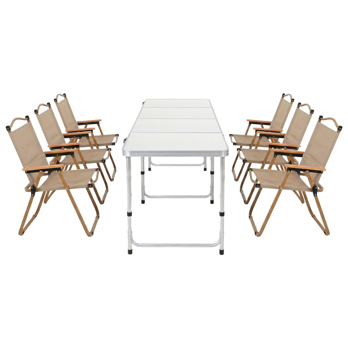 Weisshorn 7pc Camping Table Chair Set Outdoor Folding Aluminium Portable Picnic