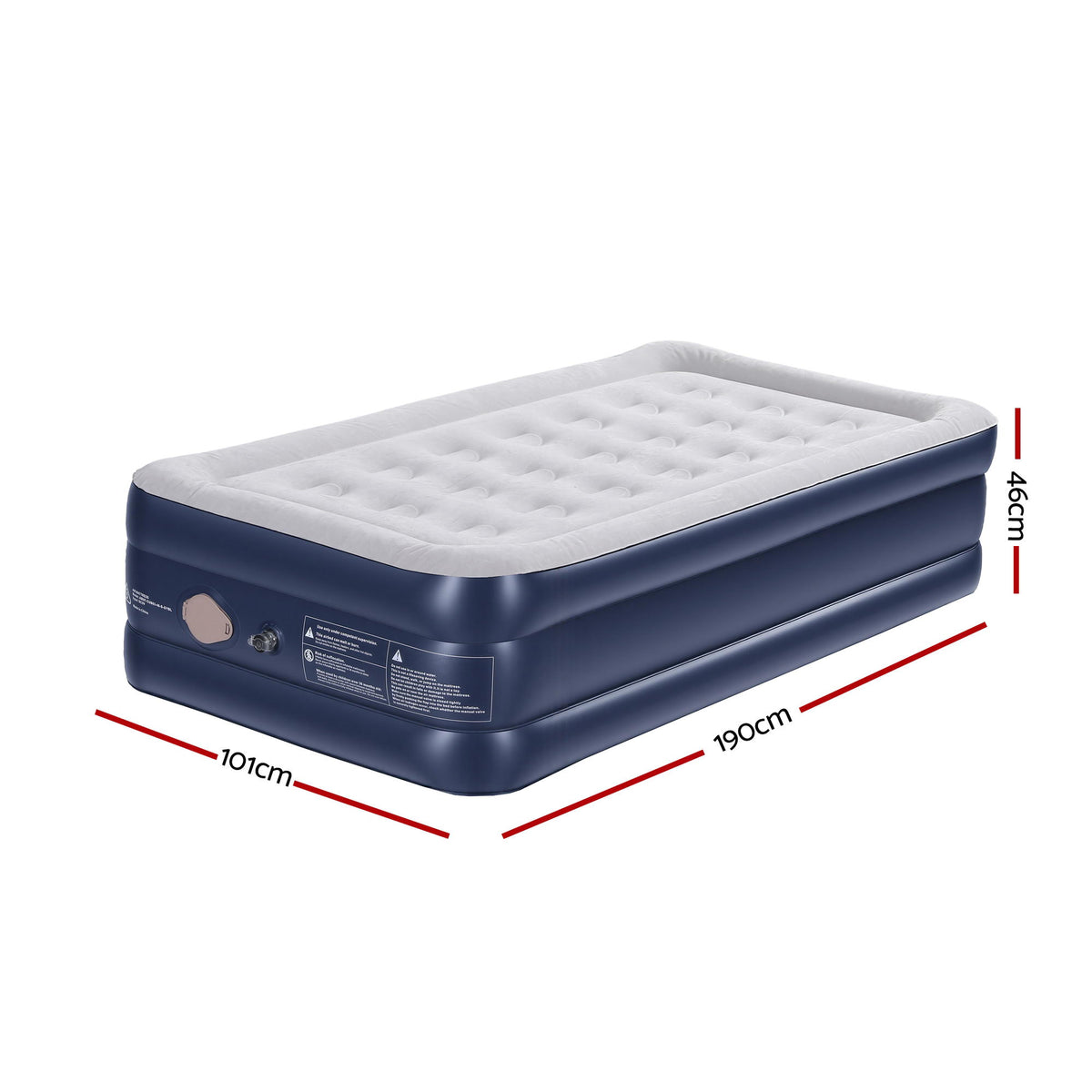Weisshorn Single Air Mattress with Rechargeable Cordless Pump 46cm