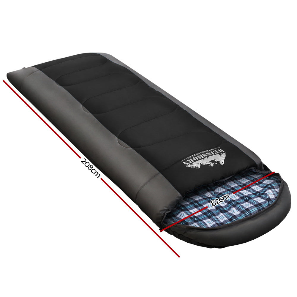 Weisshorn Sleeping Bag Single Thermal Camping Hiking Tent Black -20°C