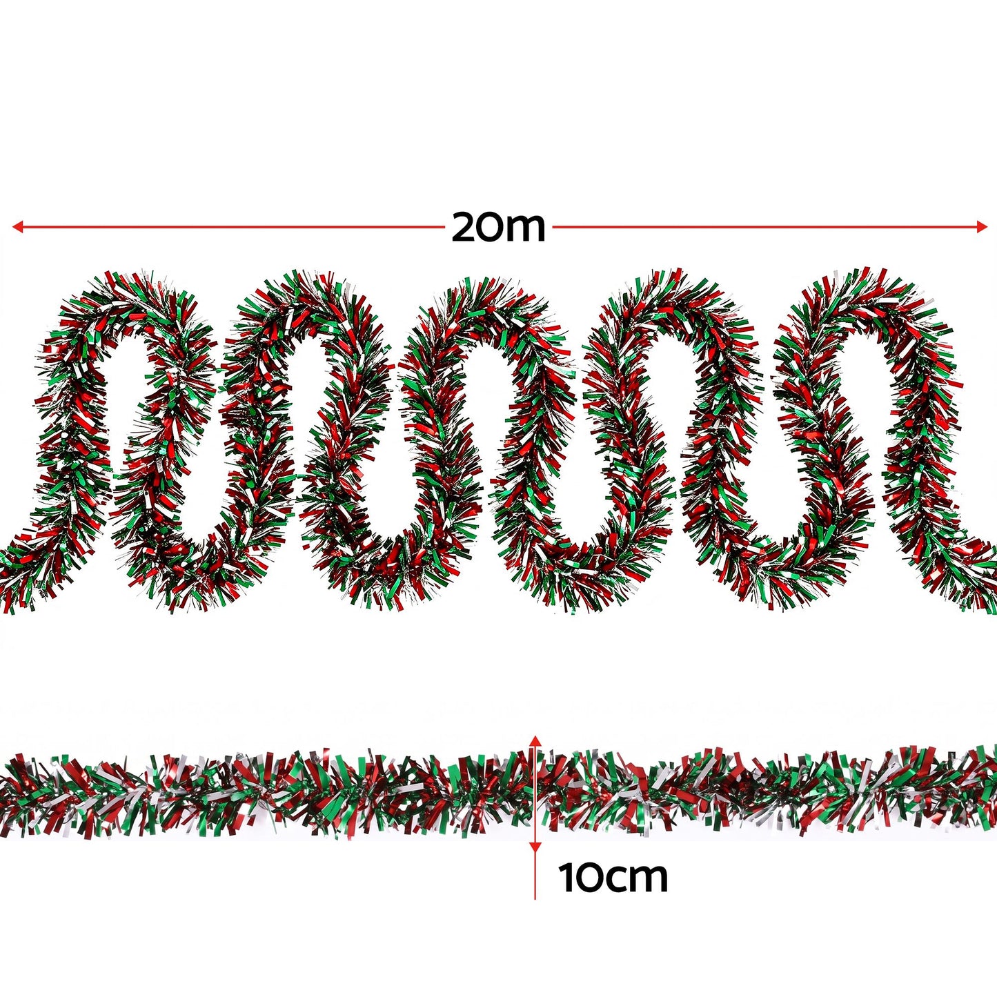 Jingle Jollys 20M Christmas Tinsel Garland Mixed Colors Xmas Party Decoration