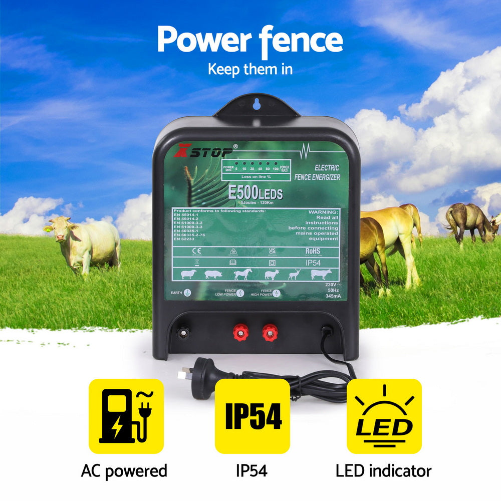 XSTOP Electric Fence Energiser 5J 220-240V 120km