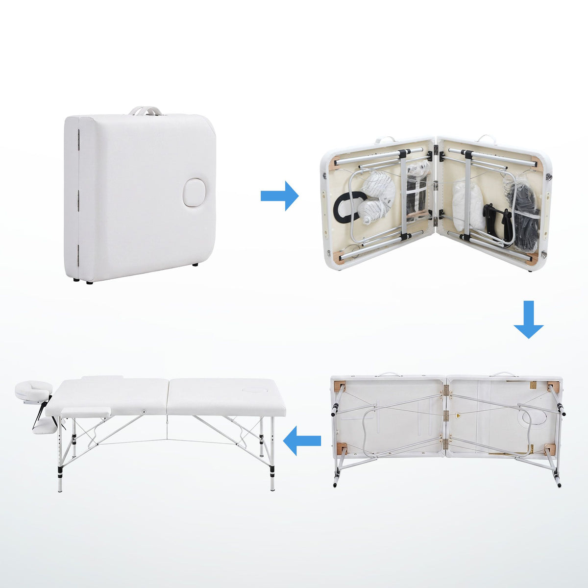 Zenses Massage Table 75cm Portable 2 Fold Aluminium Beauty Bed White