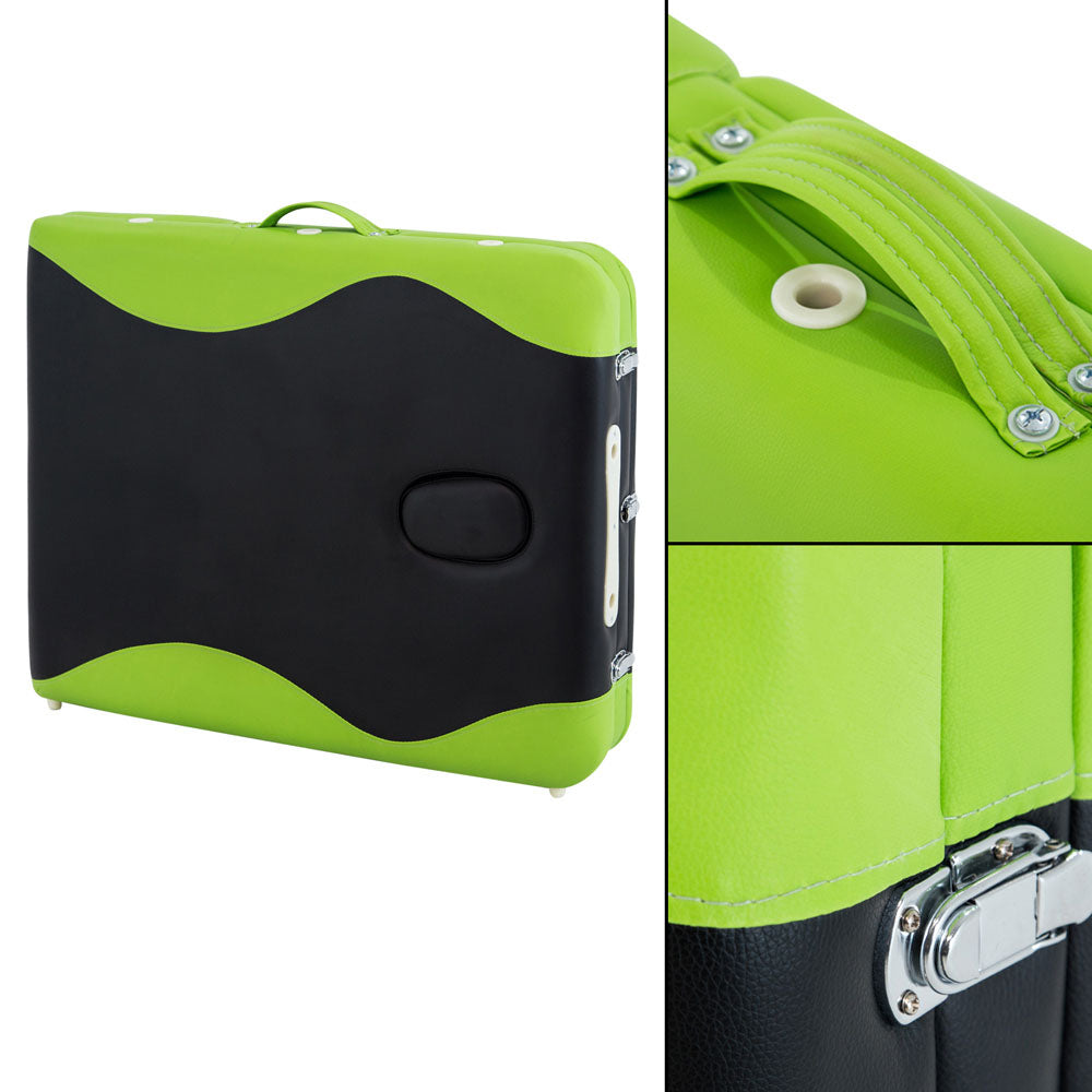 Zenses Massage Table 75cm Portable 3 Fold Aluminium Beauty Bed Green