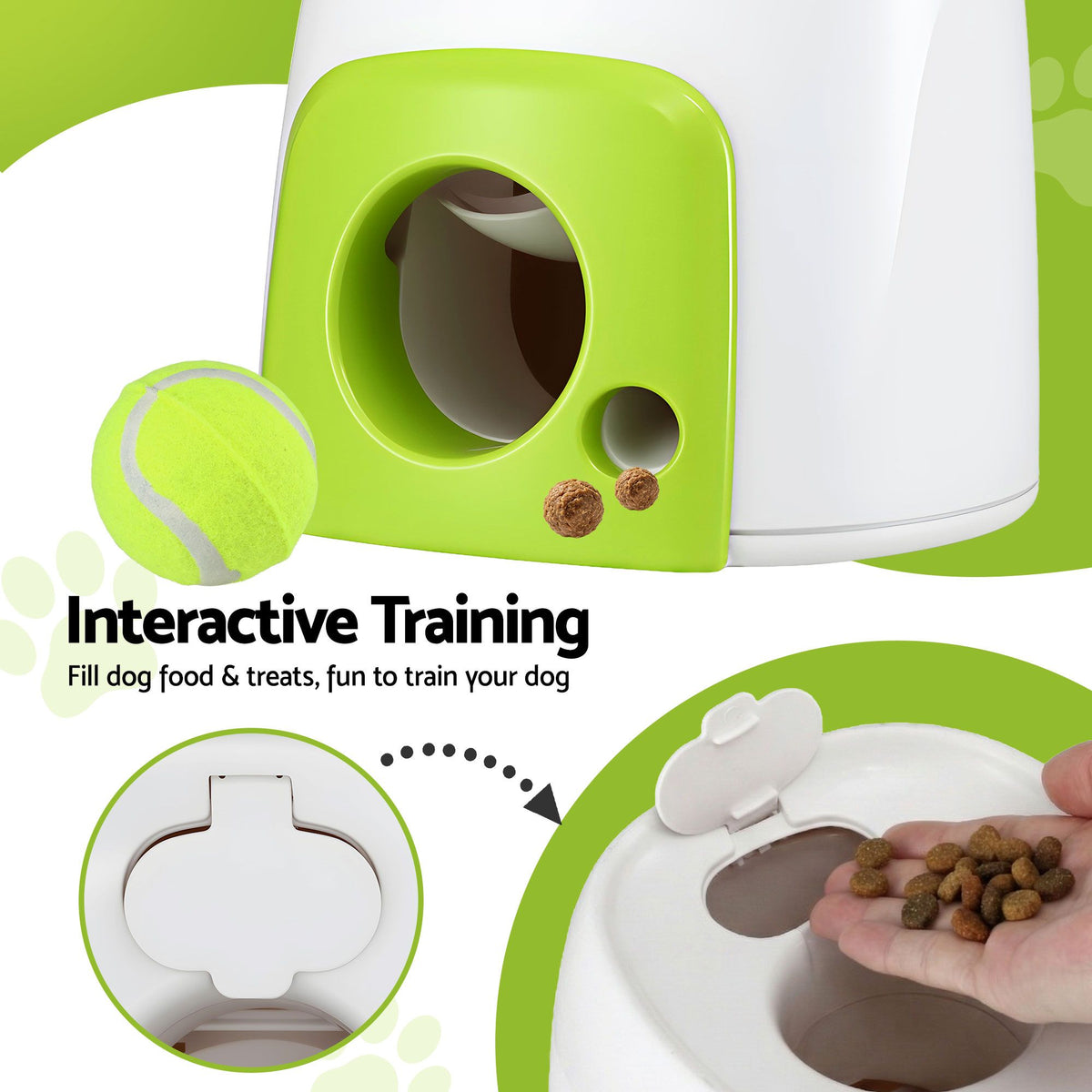 i.Pet 2-in-1 Interactive Dog Treat Dispenser Toy with 2 Balls Green