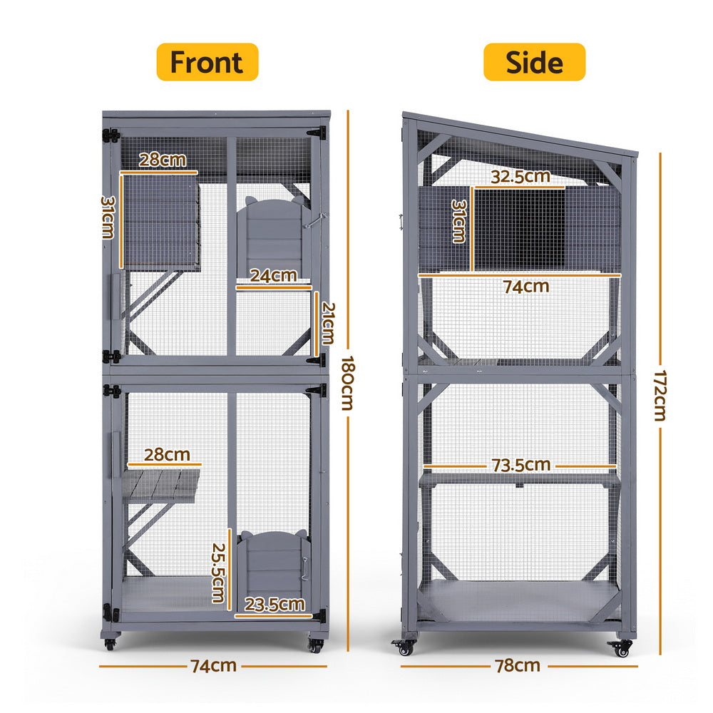 i.Pet Cat House Wooden 180cm Rabbit Hutch Pet Condo Small Dog Enclosure Cage