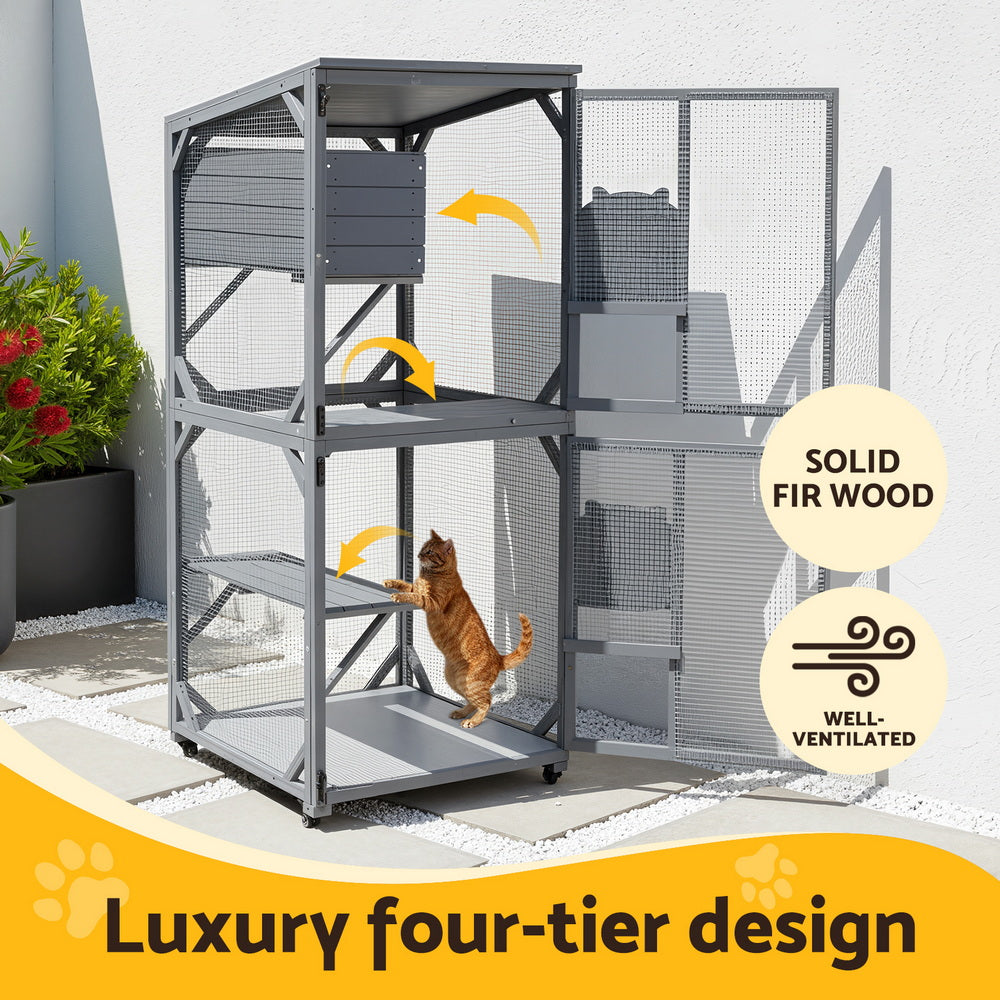 i.Pet Cat House Wooden 180cm Rabbit Hutch Pet Condo Small Dog Enclosure Cage