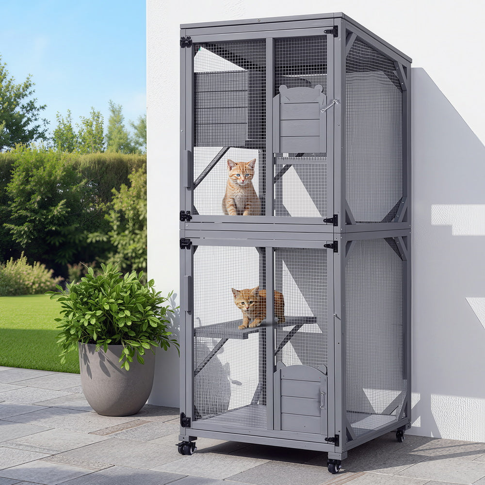 i.Pet Cat House Wooden 180cm Rabbit Hutch Pet Condo Small Dog Enclosure Cage