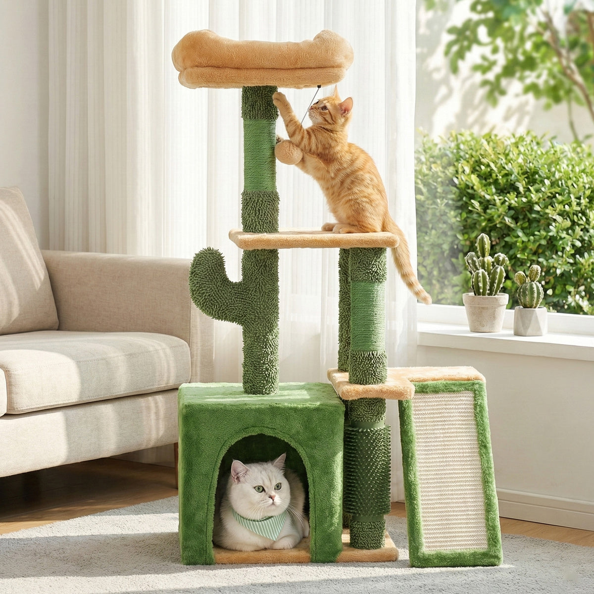 i.Pet Cat Tree Tower 101cm Scratching Post Furniture Scratcher House Green