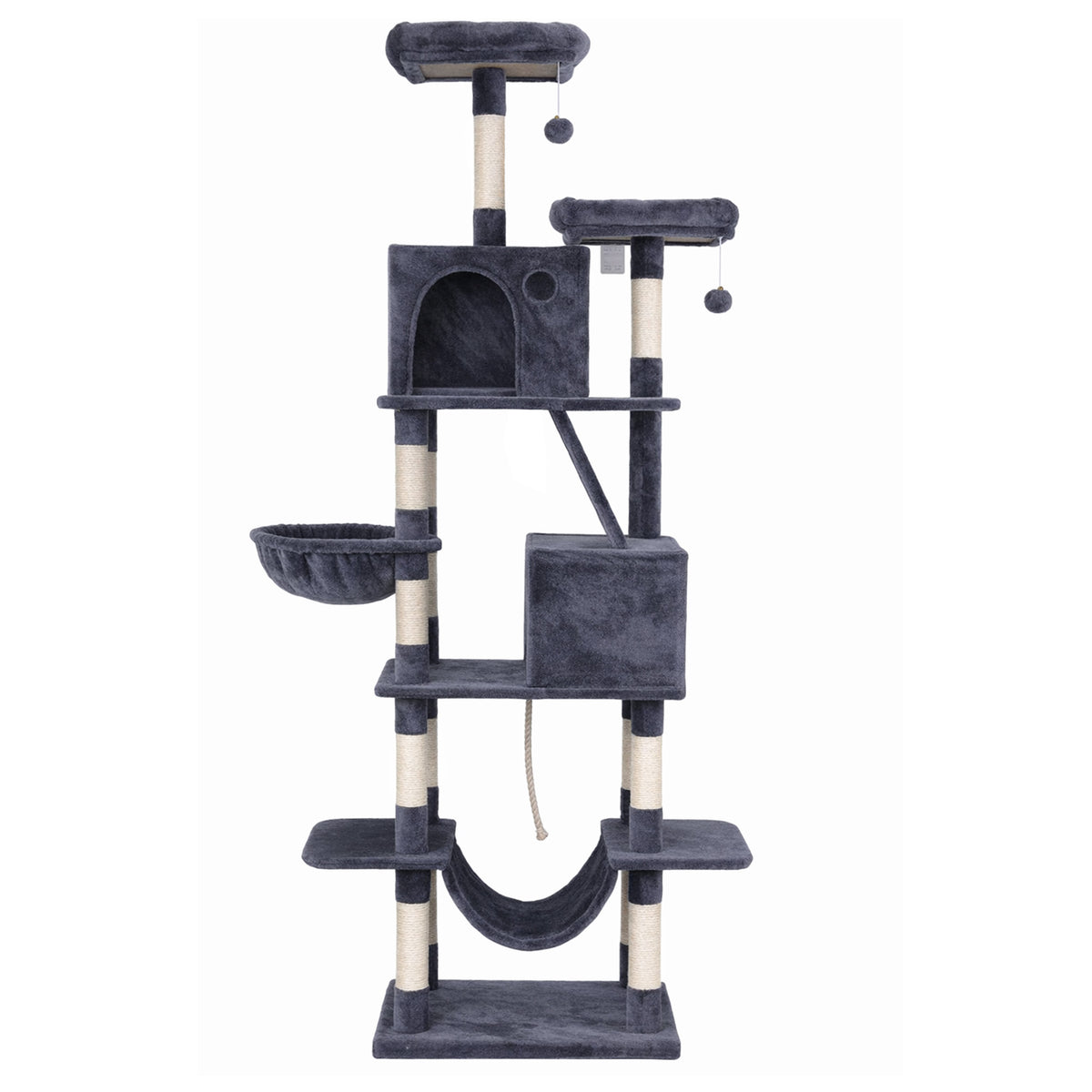 i.Pet Cat Tree Tower 206cm Large Scratching Post Furniture Scratcher House Grey