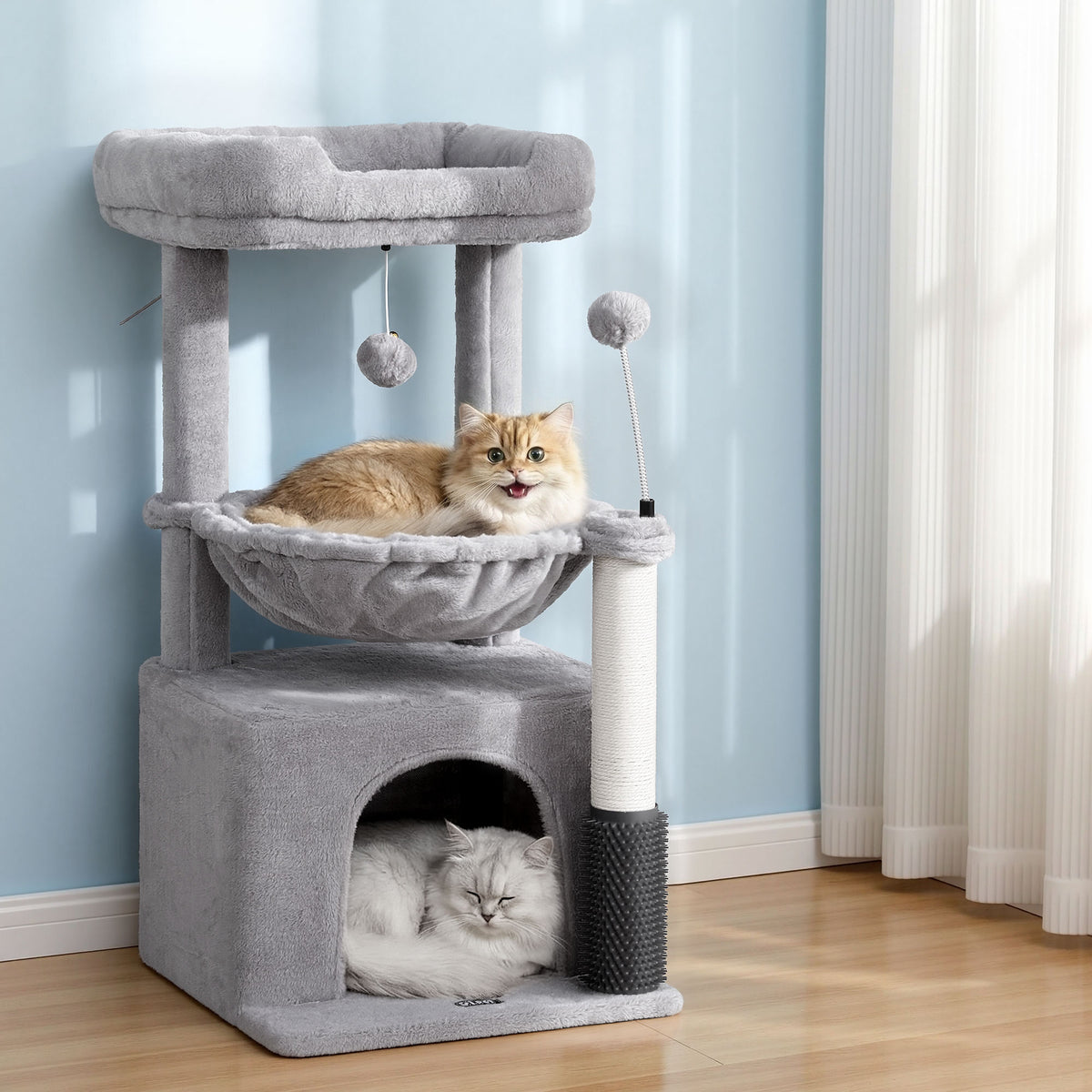 i.Pet Cat Tree Tower 82cm Scratching Post Furniture Scratcher House Light Grey